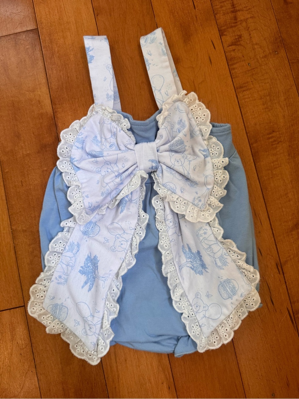 Bow Bubble Romper eyelet trim